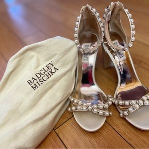 Badgley Mischka heels with pearls 6.5 NEW